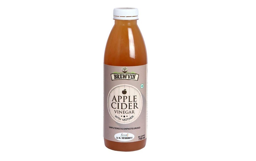 Brewvin Apple Cider Vinegar (Wwith Mother)    Glass Bottle  750 millilitre